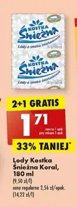 Biedronka Lód śmietankowy koral kostka śnieżna oferta