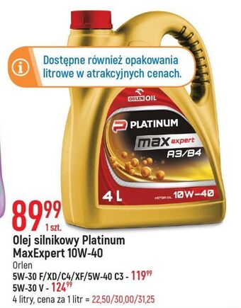 E.Leclerc Olej silnikowy 5w30 c4/xd/xf orlen platinum max oferta