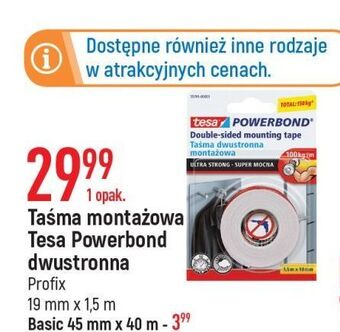 E.Leclerc Taśma dwustronna montażowa powerbond 1.5 m x 19 mm tesa oferta