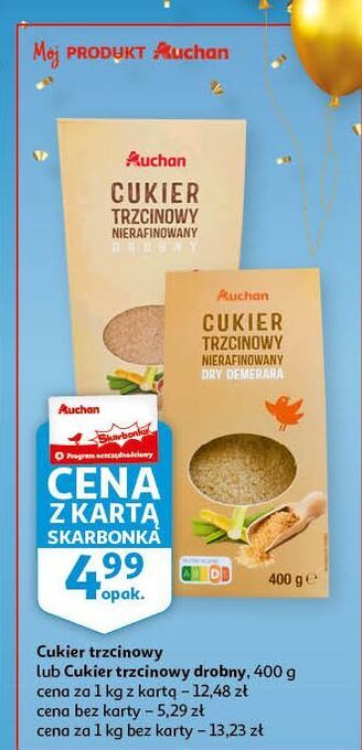 Auchan Cukier trzcinowy demerara nierafinowany auchan oferta