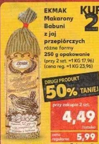 Kaufland Ekmak Makarony babuni z jaj przepiórczych 250g oferta