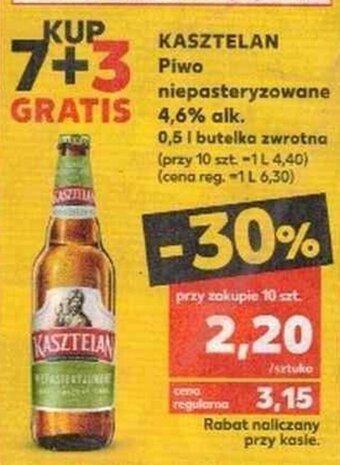 Kaufland Kasztelan Piwo niepasteryzowane 4,6% alk. oferta