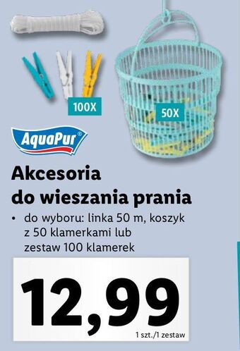 Lidl Koszyk do prania + 50 klamerek aquapur oferta