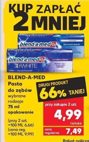 Kaufland Pasta do zębów classic fresh blend-a-med 3d white oferta