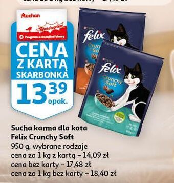 Auchan Karma dla kota wołowina i kurczak z warzywami purina felix crunchy soft oferta