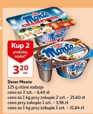 Auchan Deser mleczno-czekoladowy zott monte cacao cookies oferta