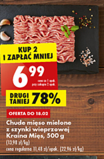 Biedronka Kraina MIęs Chude mięso mielone z szynki wieprzowej 500g oferta