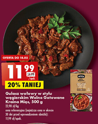 Biedronka Kraina Mięs Gulasz wołowy w stylu węgierskim Wolno Gotowane 500g oferta