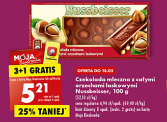 Biedronka Nussbeisser Czekolada mleczna z całymi orzechami laskowymi 100g oferta