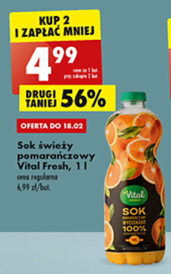 Biedronka Vital Fresh Sok świeży pomarańczowy 1l oferta