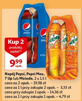 Auchan Napój Pepsi, Pepsi Max, 7Up lub Mirinda 2 x 1,5 L oferta