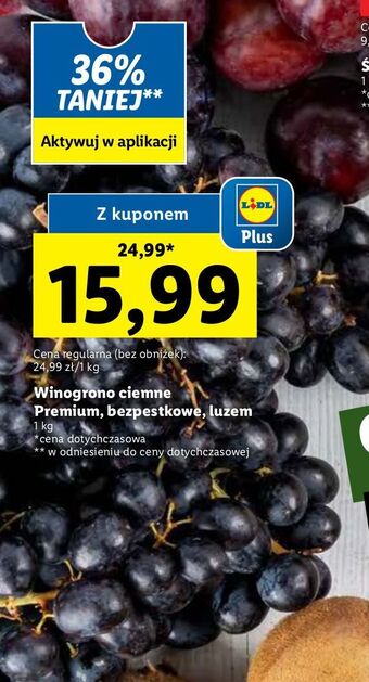 Lidl Winogrona ciemne bezpestkowe oferta