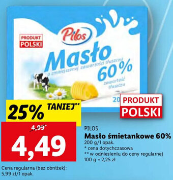Lidl Pilos Masło śmietankowe 60% 200g oferta