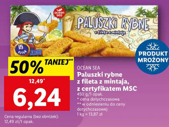 Lidl Ocean Sea Paluszki rybne z fileta z mintaja, z certyfikatem MSC 450g oferta