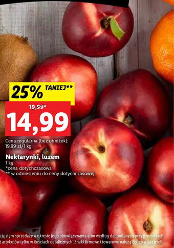 Lidl Nektarynki, luzem 1kg oferta
