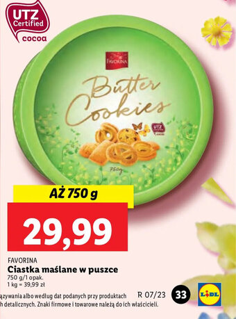 Lidl Favorina ciastka maślane w puszce 750g oferta