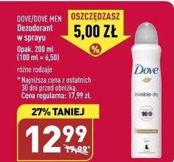 ALDI Dezodorant dove invisible dry oferta