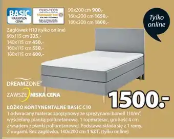 JYSK Dreamzone Łóżko kontynentalne Basic C10 140x200cm oferta