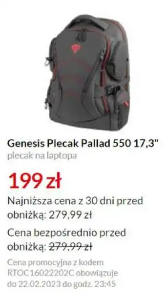 RTV EURO AGD Genesis Plecak na laptop Pallad 550 17,3" oferta