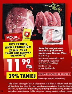 Biedronka Łopatka wieprzowa bez kości kraina mięs oferta
