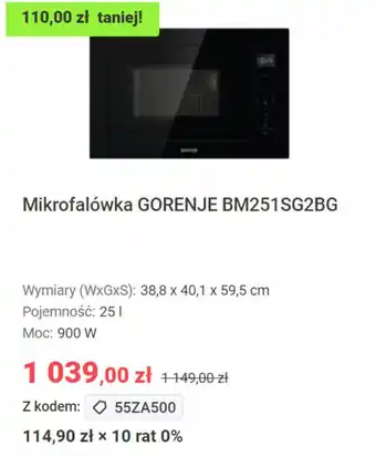 Neonet Gorenje mikrofalówka oferta