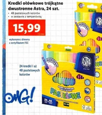 Lidl Kredki ołówkowe trójkątne dwustronne Astra 24szt. oferta