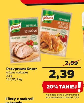Netto Przyprawa do złotego kurczaka knorr oferta