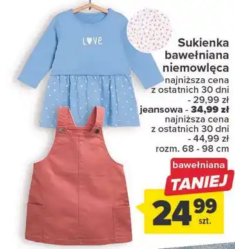 Carrefour Sukienka niemowlęca jeans 68-98 cm oferta