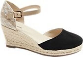 Deichmann Beżowo-czarne espadryle damskie graceland na koturnie oferta