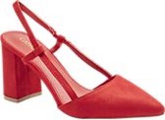 Deichmann Czerwone czółenka damskie catwalk na masywnym obcasie oferta