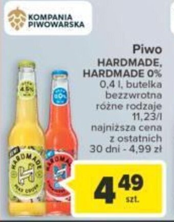 Carrefour Kompania Piwowarska Piwo Hardmade, Hardmade 0% 0,4l oferta