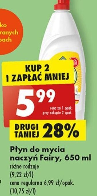 Biedronka Fairy Płyn do mycia naczyń 650 ml oferta