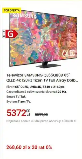 Media Expert Samsung Telewizor QE65Q808 65" QLED 4K 120 Hz Tizen TV Full oferta