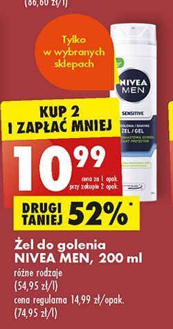 Biedronka Żel do golenia natychmiastowa ochrona nivea men sensitive oferta