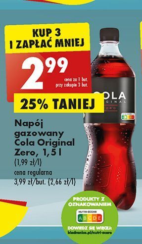 Biedronka Napoj cola original zero oferta