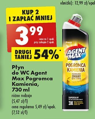 Biedronka Płyn do wc pogromca kamienia żółty agent max oferta
