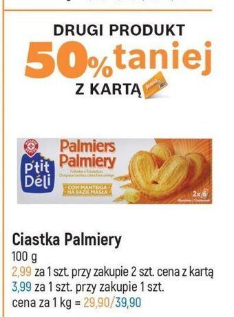 E.Leclerc Ciastka palmiers wiodąca marka p'tit deli oferta