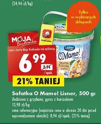 Biedronka Sałatka gyros z kurczakiem lisner o mamo! oferta