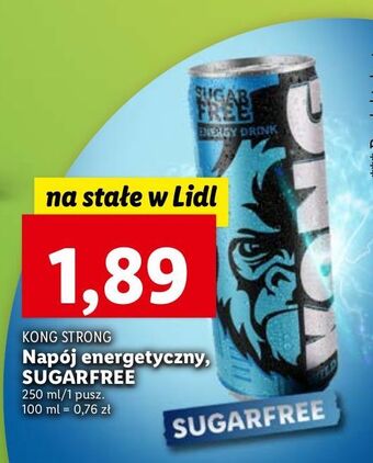Lidl Napój energetyczny sugar free kong strong wild power oferta