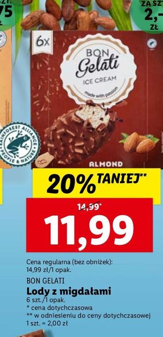 Lidl Lody migdałowe bon gelati oferta