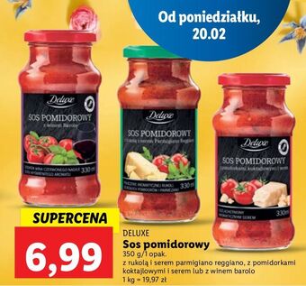 Lidl Sos pomidorowy z rukolą cebulą serem i orzechami nerkowca deluxe oferta