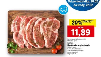 Lidl Karkówka wieprzowa bez kości w plastrach rzeźnik codzienna dostawa oferta