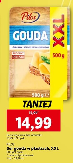 Lidl Ser gouda plastry pilos oferta