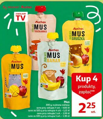 Auchan Mus jabłko-banan auchan różnorodne (logo czerwone) oferta