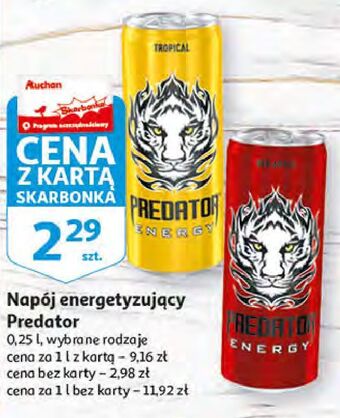 Auchan Napoj energetyczny red apple predator energy drink oferta
