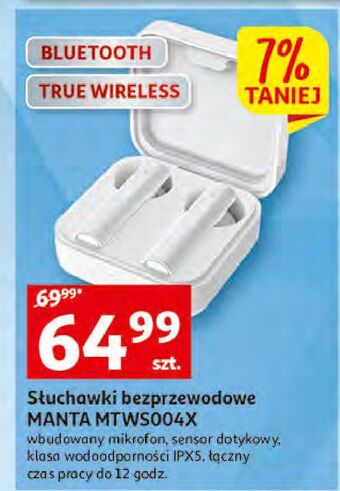 Auchan Słuchawki bezprzewodowe mtws004 manta oferta