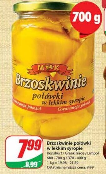 Dino Brzoskwinie połówki w lekkim syropie m&k oferta