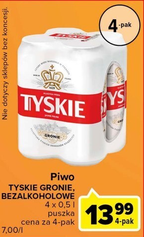 Carrefour Express Tyskie piwo jasne 2 l (4 x 0,5 l) oferta