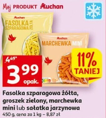 Auchan Fasolka szparagowa żółta, groszek zielony, marchewka mini lub sałatka jarzynowa 450g oferta