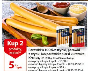 Auchan Parówki z szynki krakus animex oferta